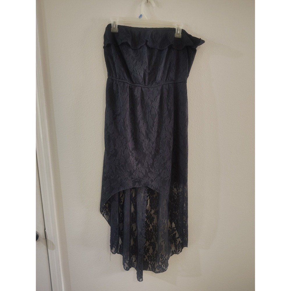 Rue21 Womens Black Lace Strapless High Low Dress Ruffle Neckline Large